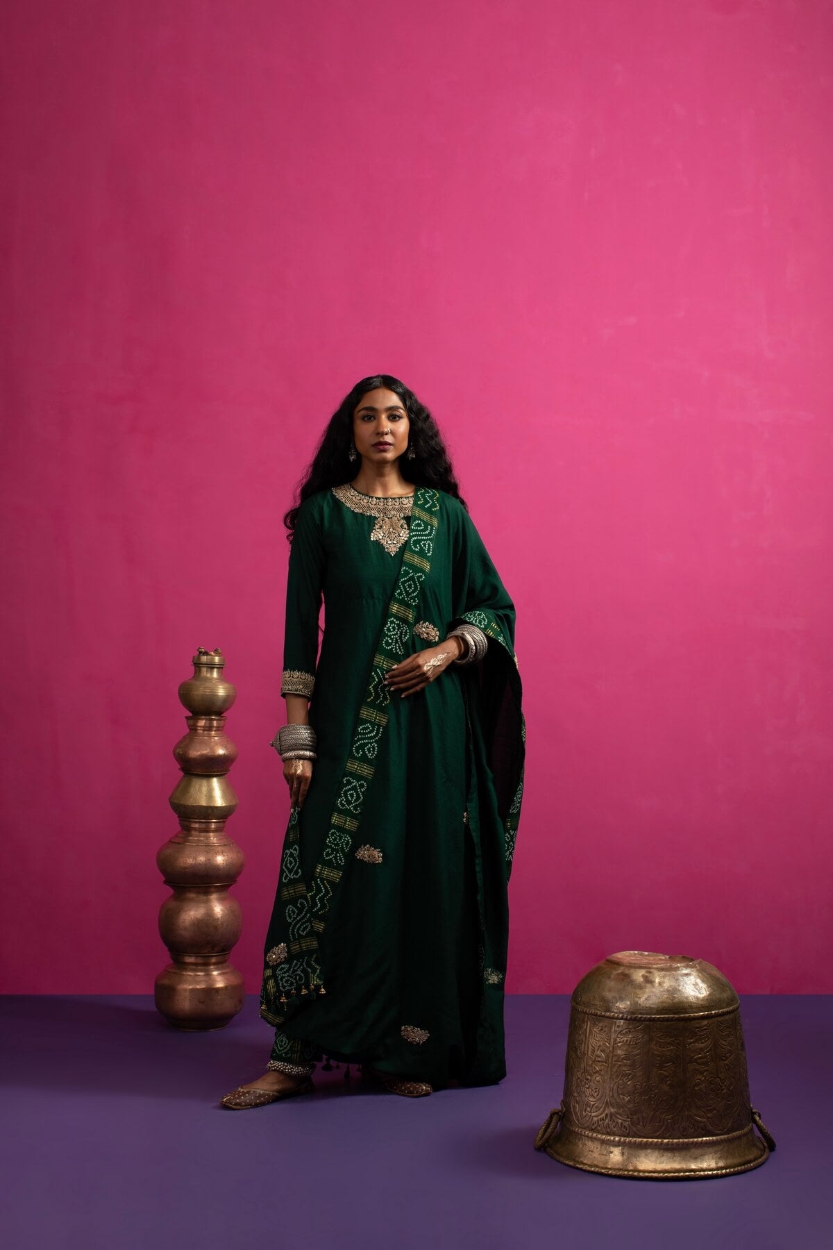 Peacock drape dupatta kurta set