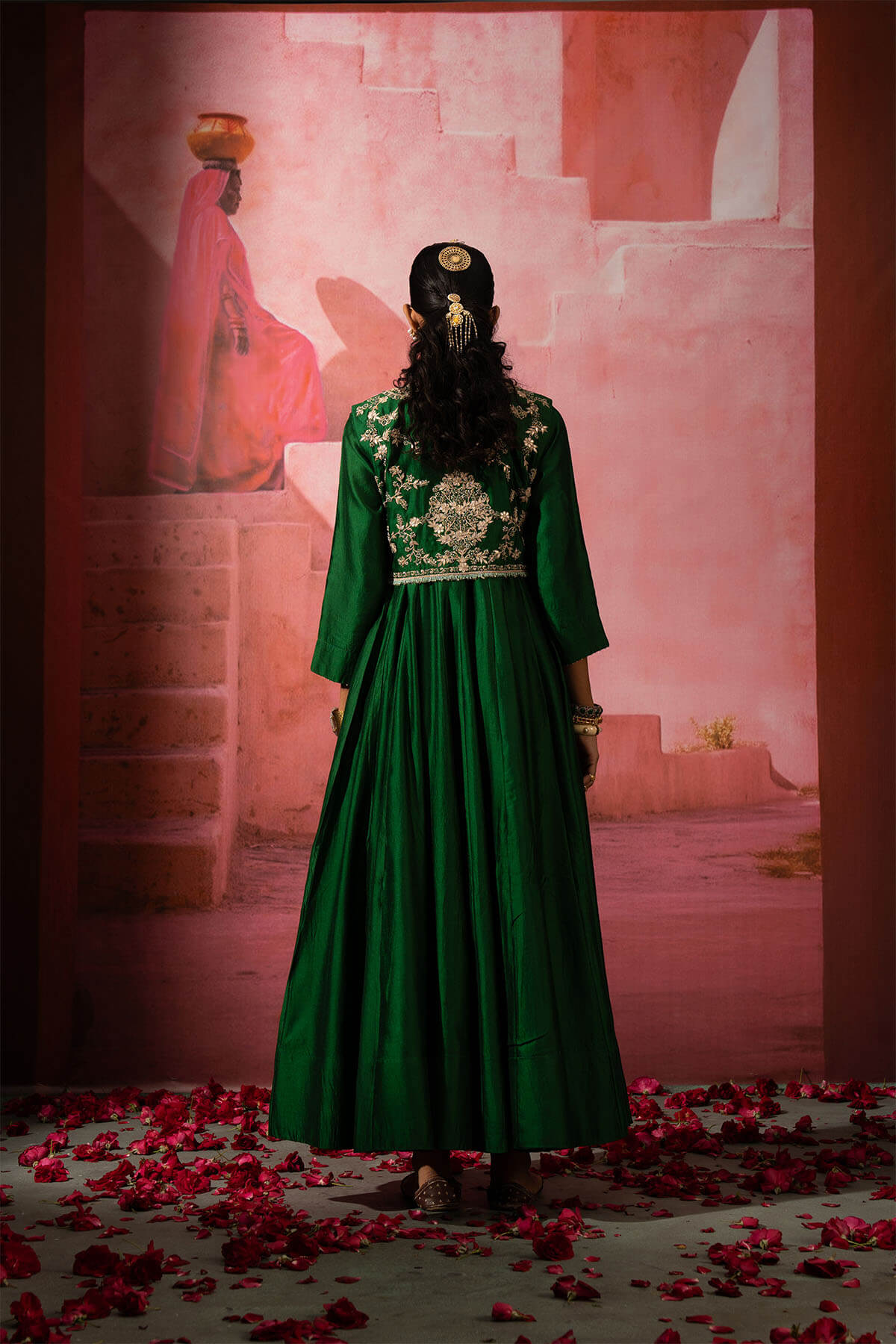 Green Jodha Jacket Anarkali