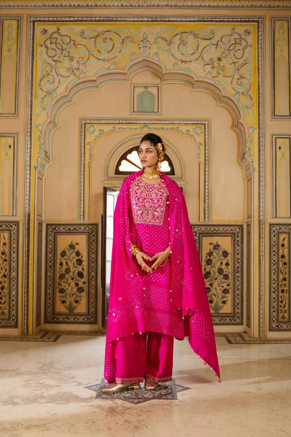 Peacock bandhni kurta set