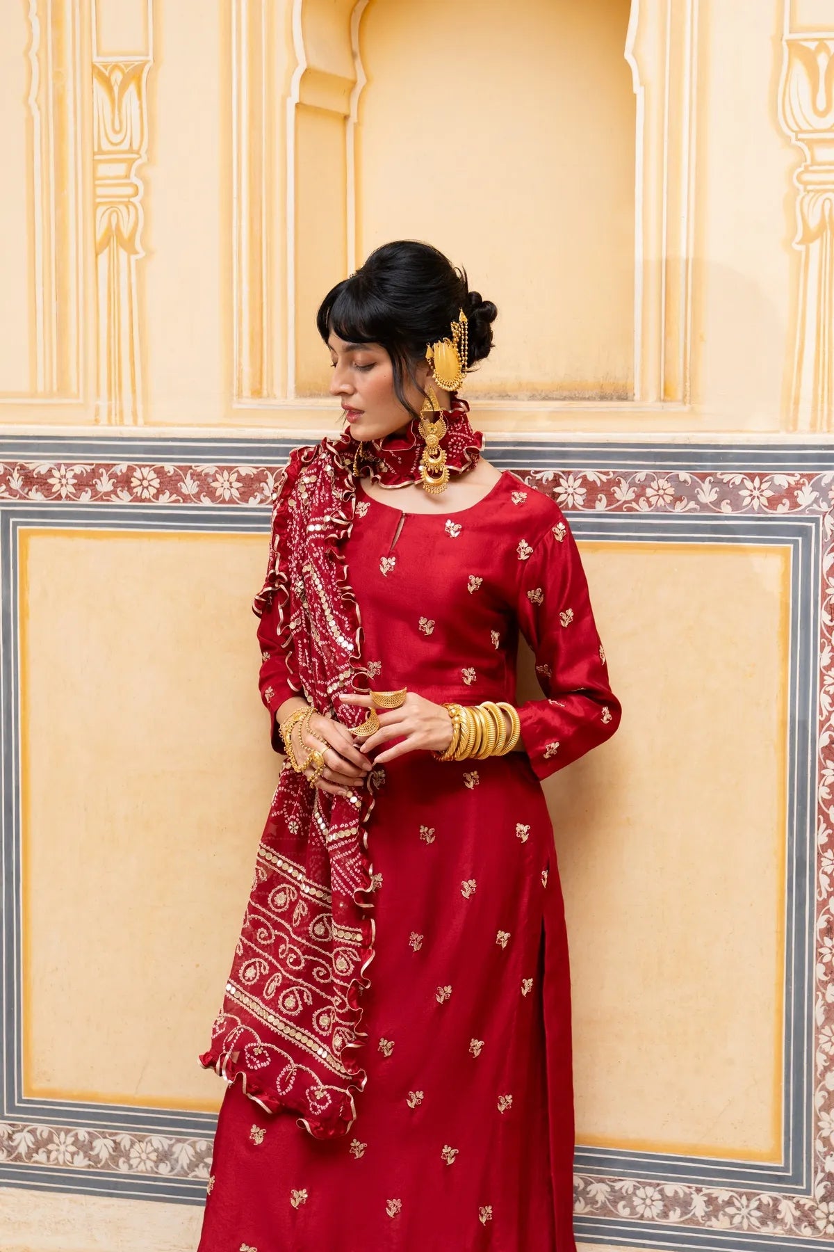 Maroon kurta set