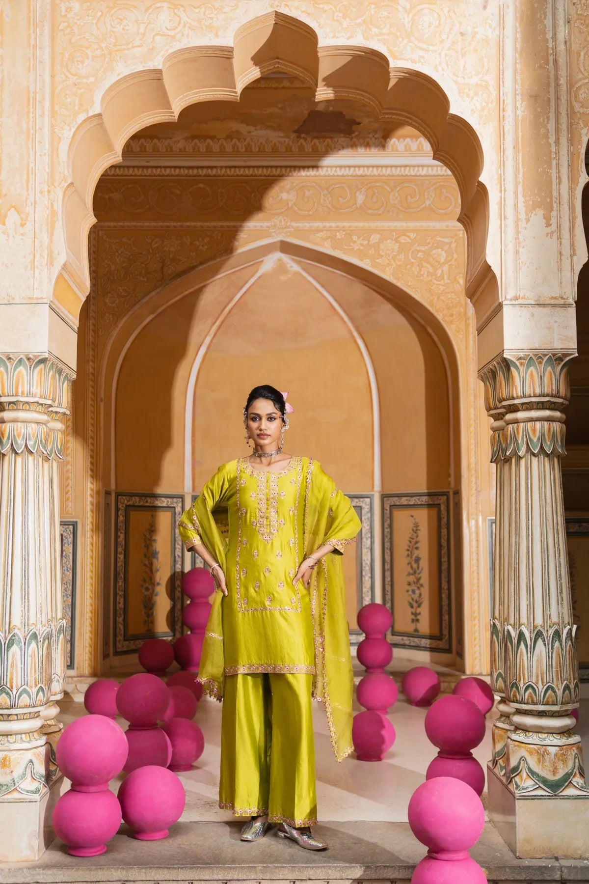 Long panel kurta set