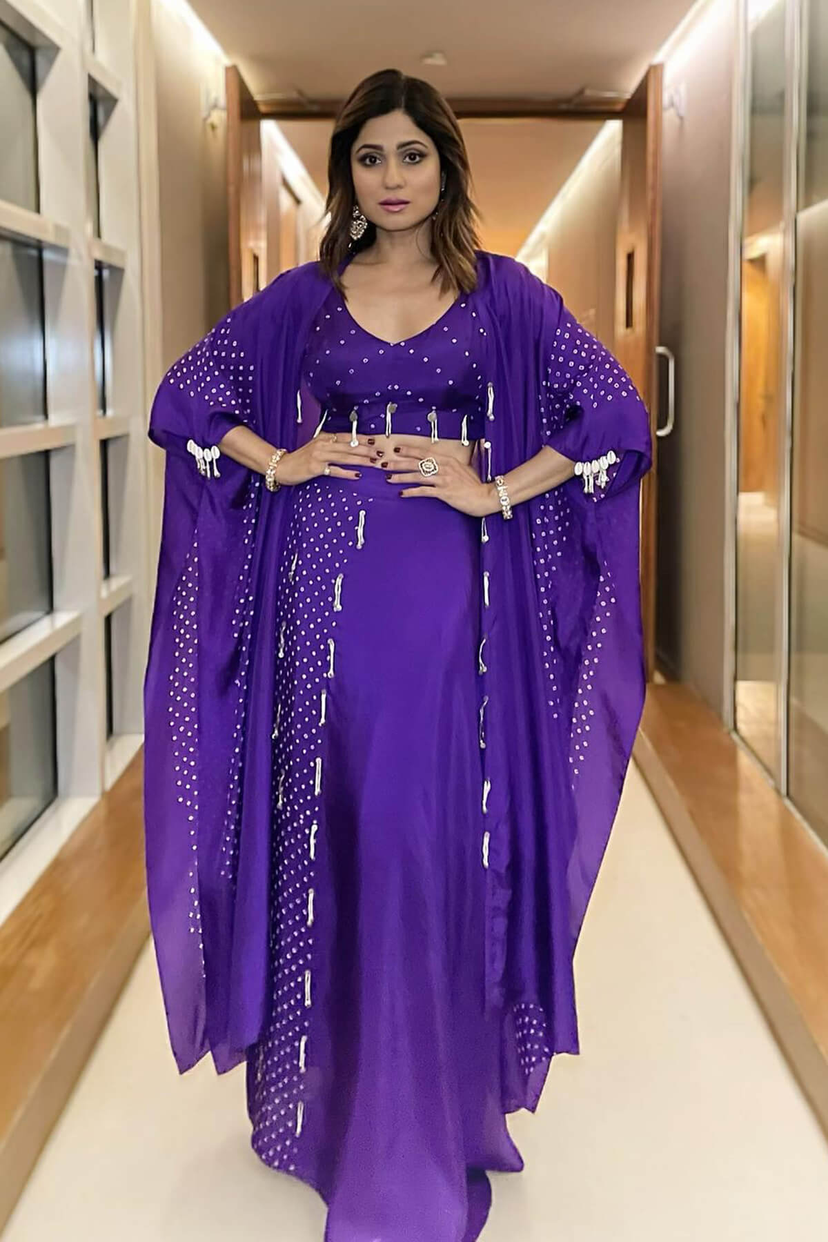 Coin And Thread Bandhni Cape Set