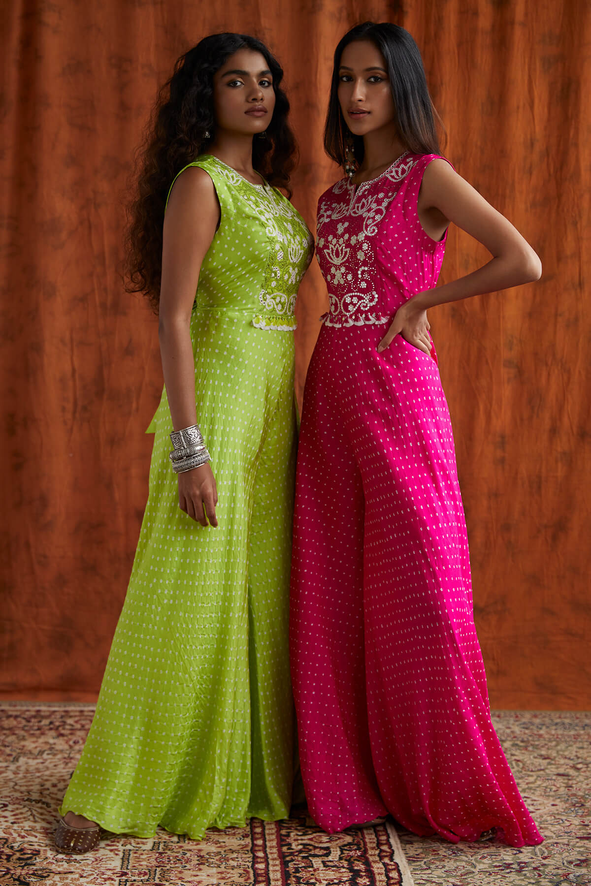 Pink Persian Printed Flared Jumpsuit With Belt – Aneesh Agarwaal