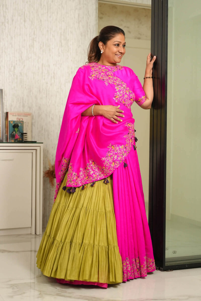 Bandhni saree with peplum blouse - Pinkcity by Sarika